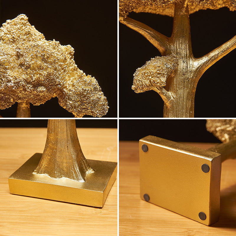 Arbre porte-bonheur doré – Décoration créative pour bureau, maison ou magasin