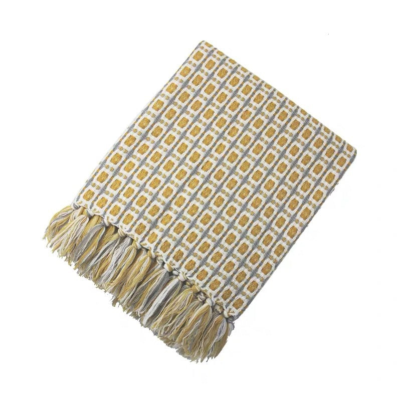 Plaid tricoté à franges – Couverture canapé douce et couverture de sieste