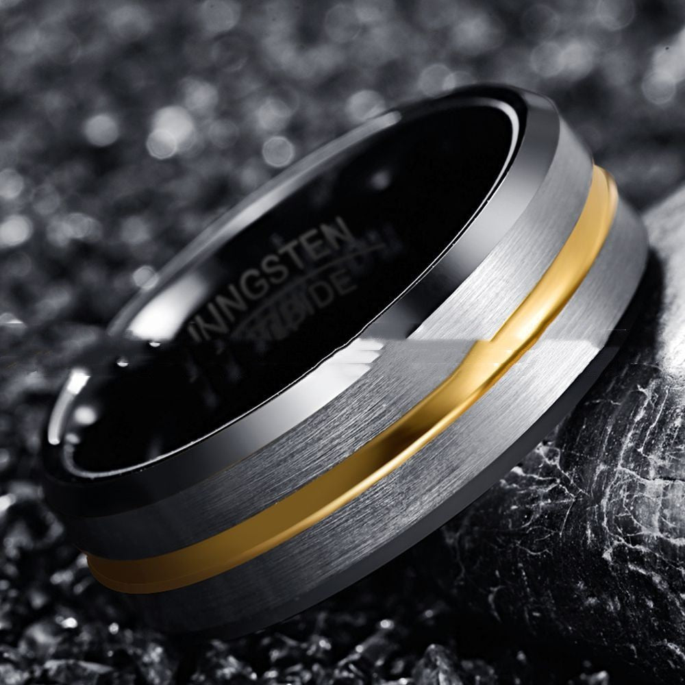 Bague en tungstène pour homme – Surface givrée, élégance robuste