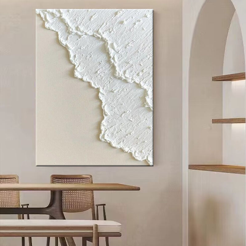 Décoration Murale  – Tableau à l’Huile Blanc en Relief 3D, Style Contemporain
