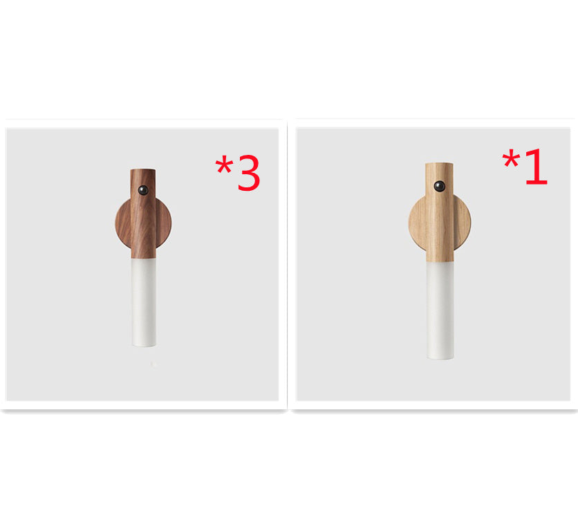 Lampe LED de Nuit avec Capteur de Mouvement – Recharge USB, Bois Élégant, Installation Magnétique