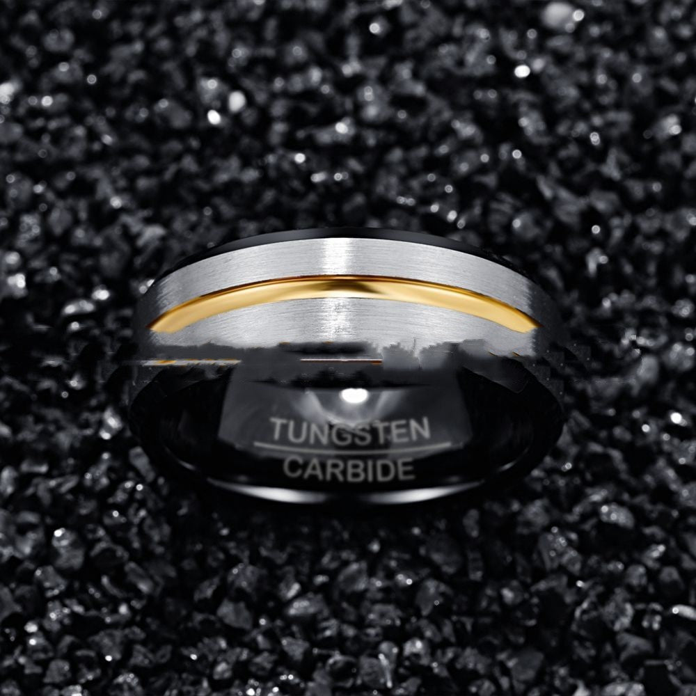 Bague en tungstène pour homme – Surface givrée, élégance robuste