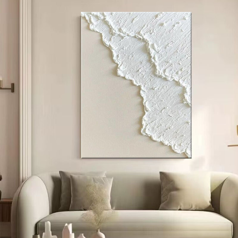 Décoration Murale  – Tableau à l’Huile Blanc en Relief 3D, Style Contemporain
