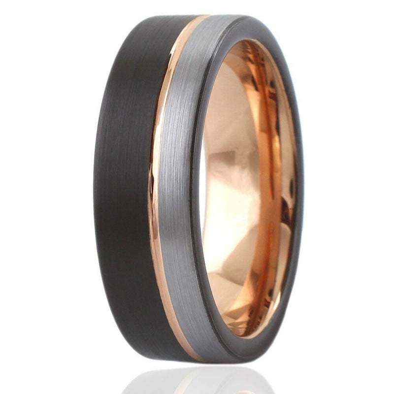 Bague tendance en tungstène noir et doré – 8 mm de robustesse