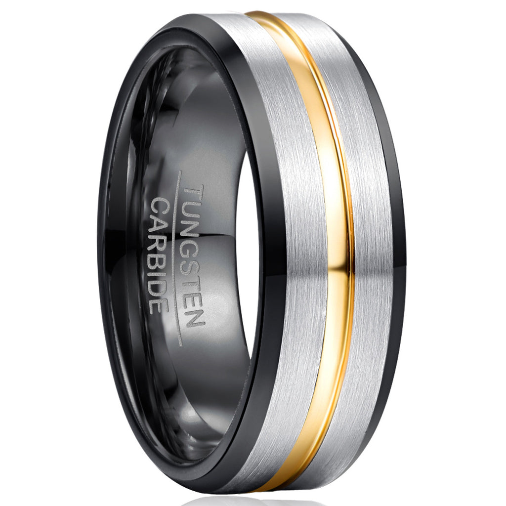 Bague en tungstène pour homme – Surface givrée, élégance robuste
