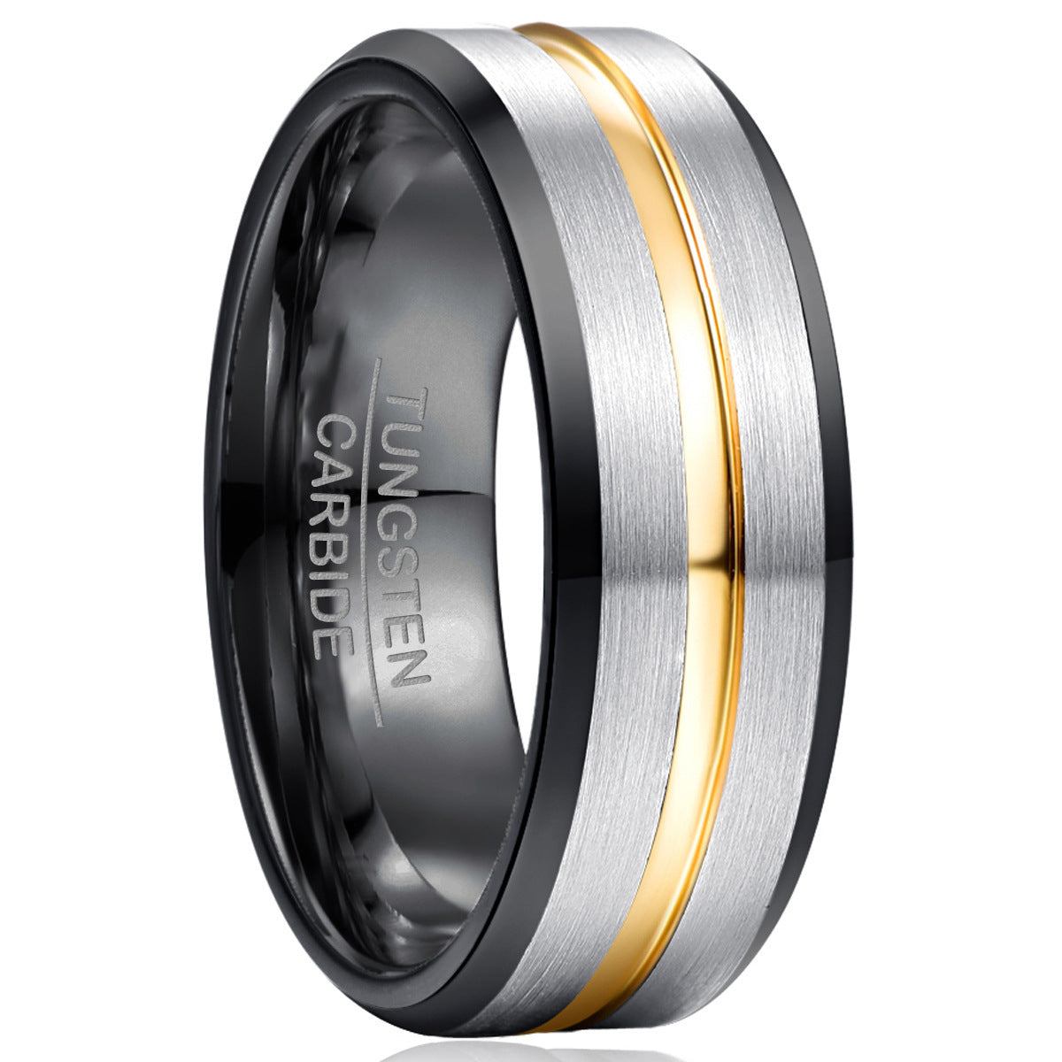 Bague en tungstène pour homme – Surface givrée, élégance robuste